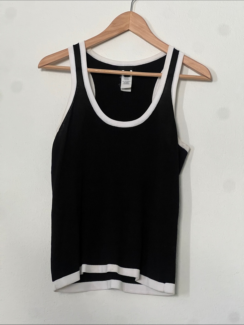 Mango Black Tank with White Trim - Women's Tank Top